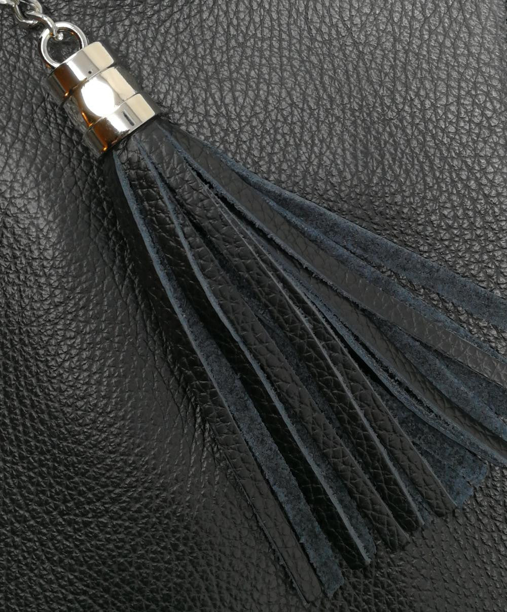 Sac à main en cuir grainé LOBE Noir