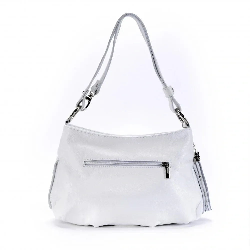 Sac à main en cuir grainé LOBE Blanc
