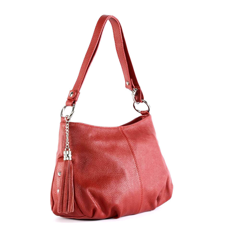 Sac à main en cuir grainé LOBE Rouge garance