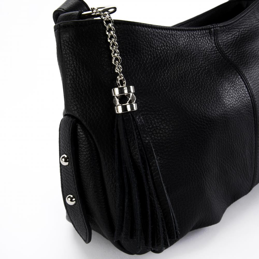 Sac à main en cuir grainé LOBE Noir