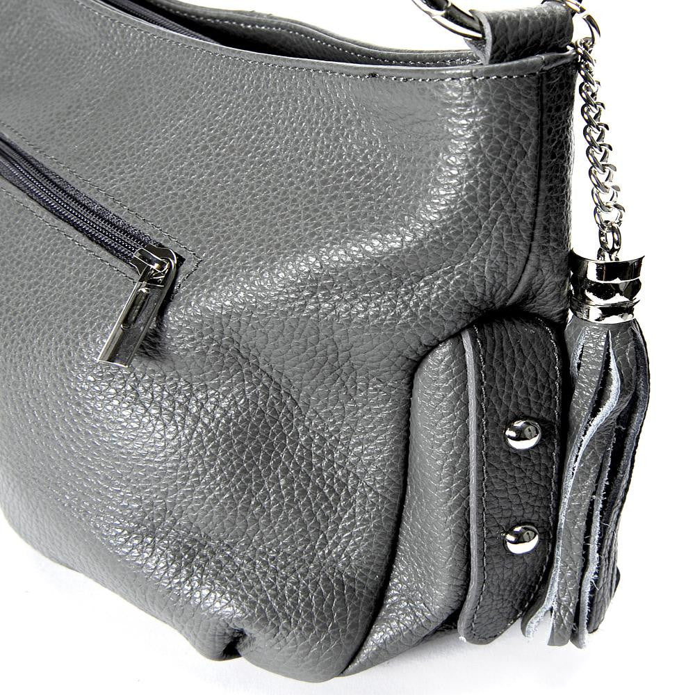 Sac à main en cuir grainé LOBE Gris foncé
