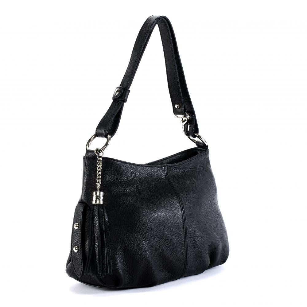 Sac à main en cuir grainé LOBE Noir