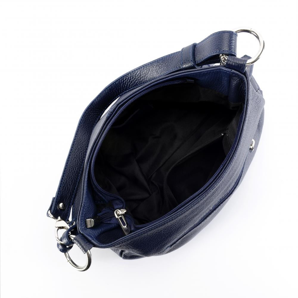 Sac à main en cuir grainé LOBE Bleu marine