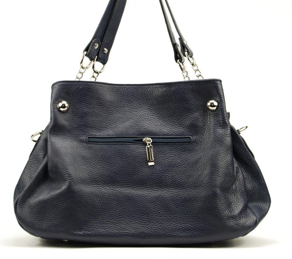 Sac à main en cuir grainé MADISON Bleu marine