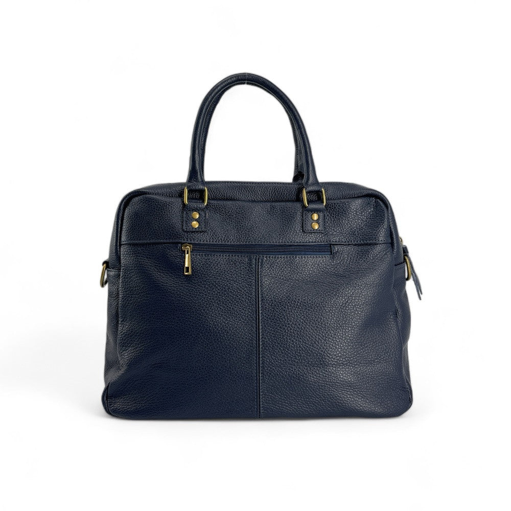 Sac à main en cuir grainé MOSCOU Bleu marine