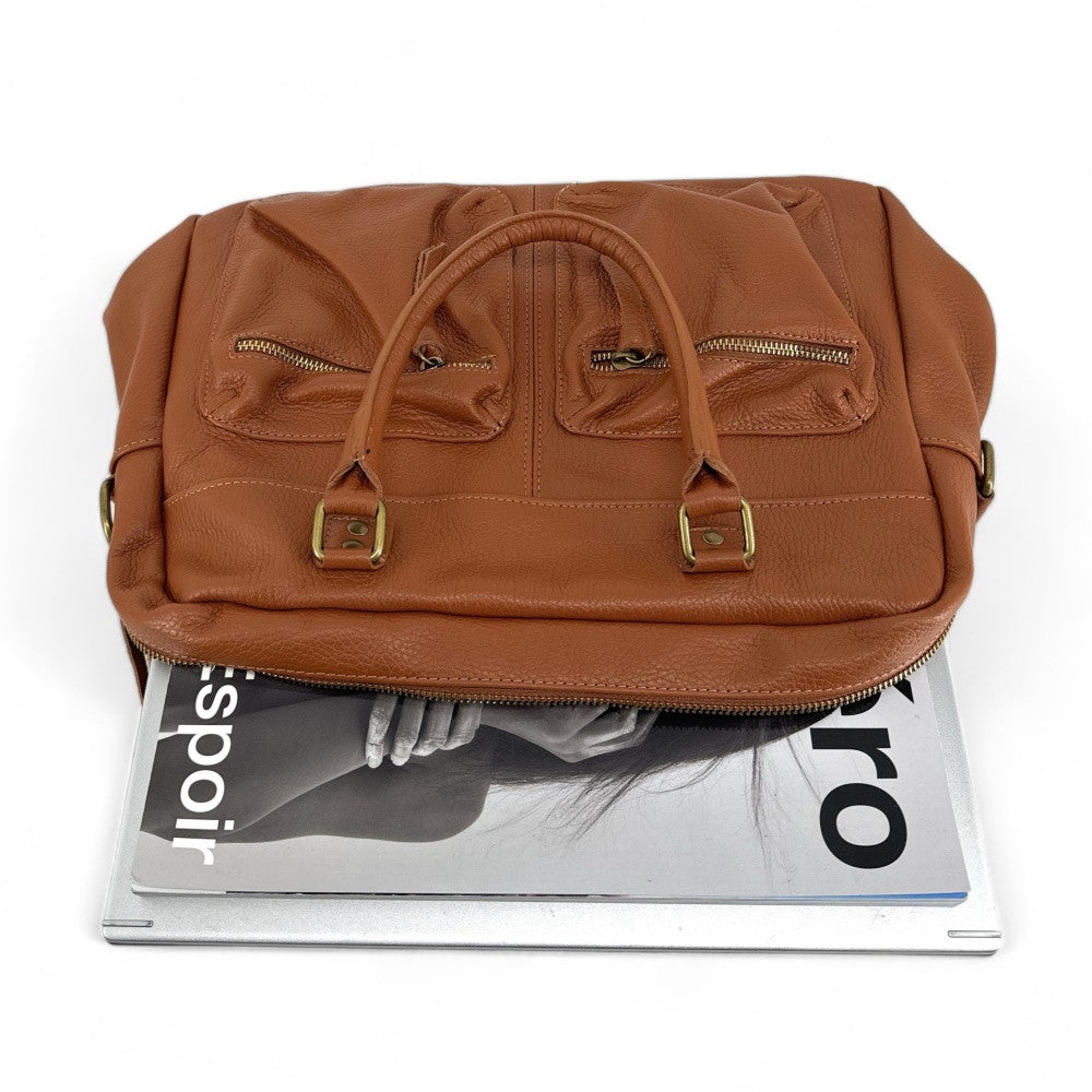 Sac à main en cuir grainé MOSCOU Cognac
