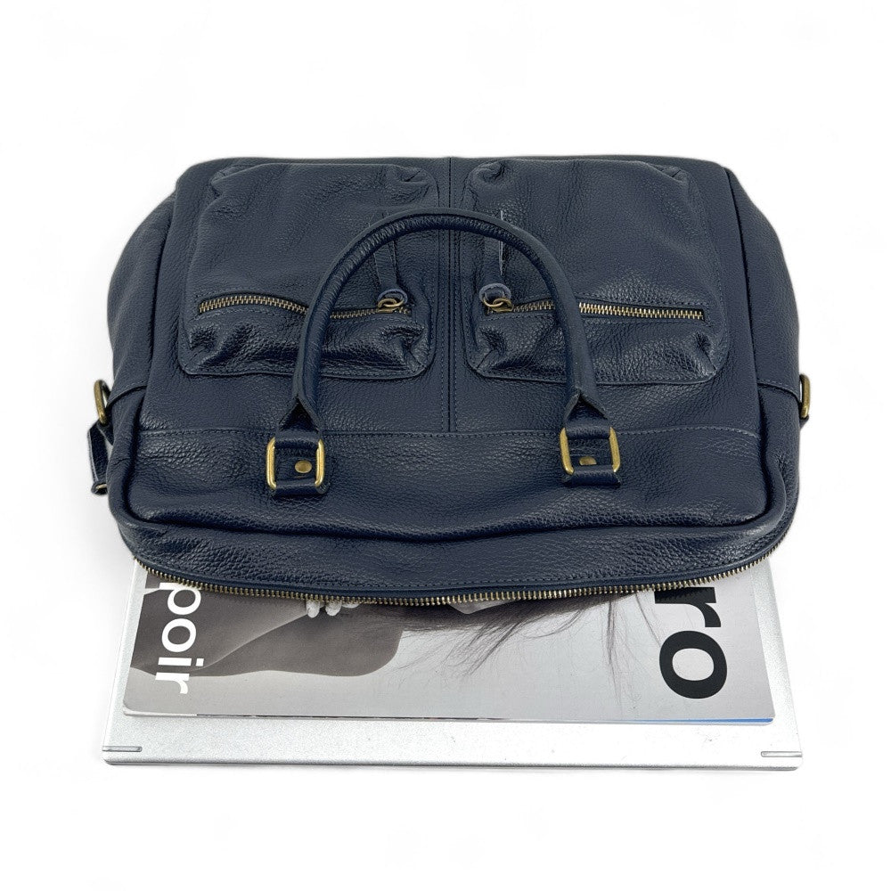 Sac à main en cuir grainé MOSCOU Bleu marine