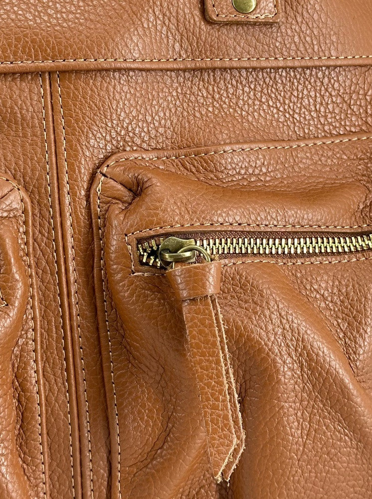 Sac à main en cuir grainé MOSCOU Cognac