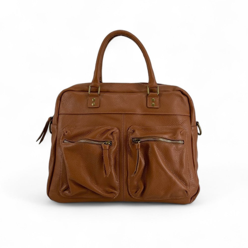 Sac à main en cuir grainé MOSCOU Cognac