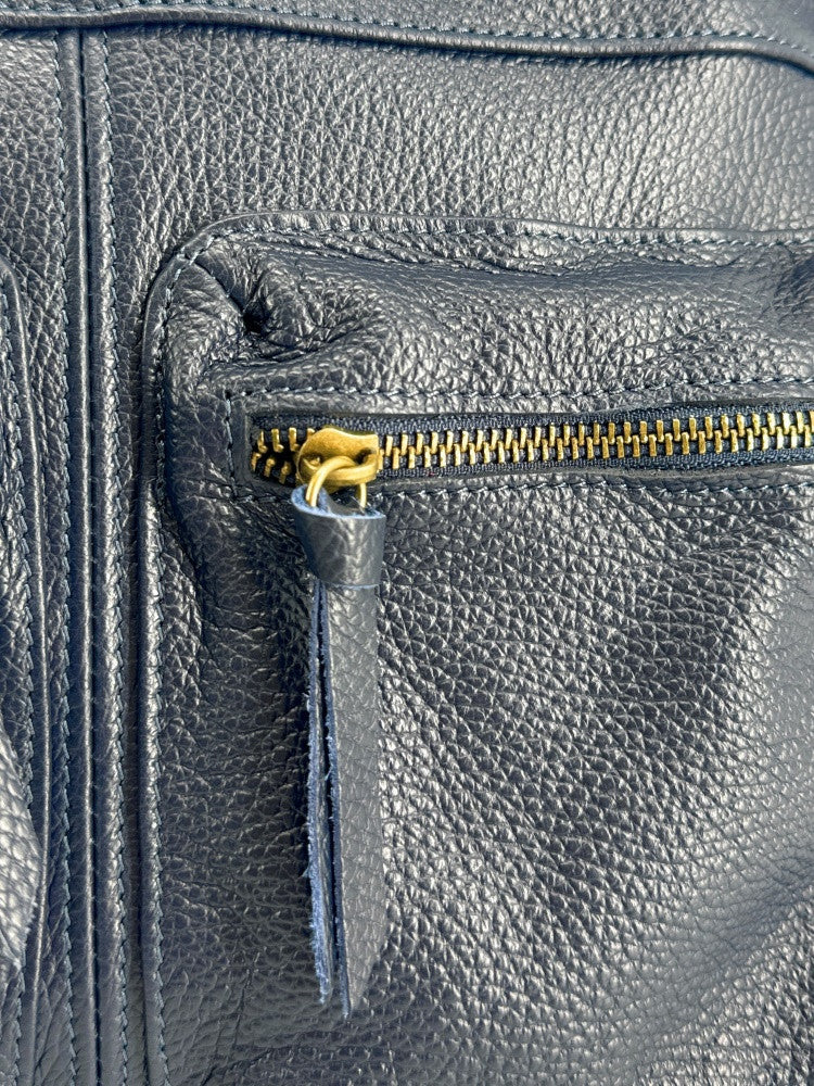 Sac à main en cuir grainé MOSCOU Bleu marine