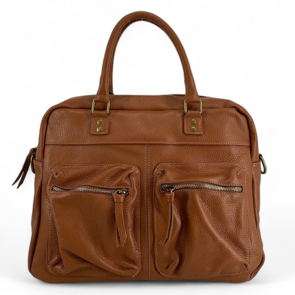Sac à main en cuir grainé MOSCOU Cognac