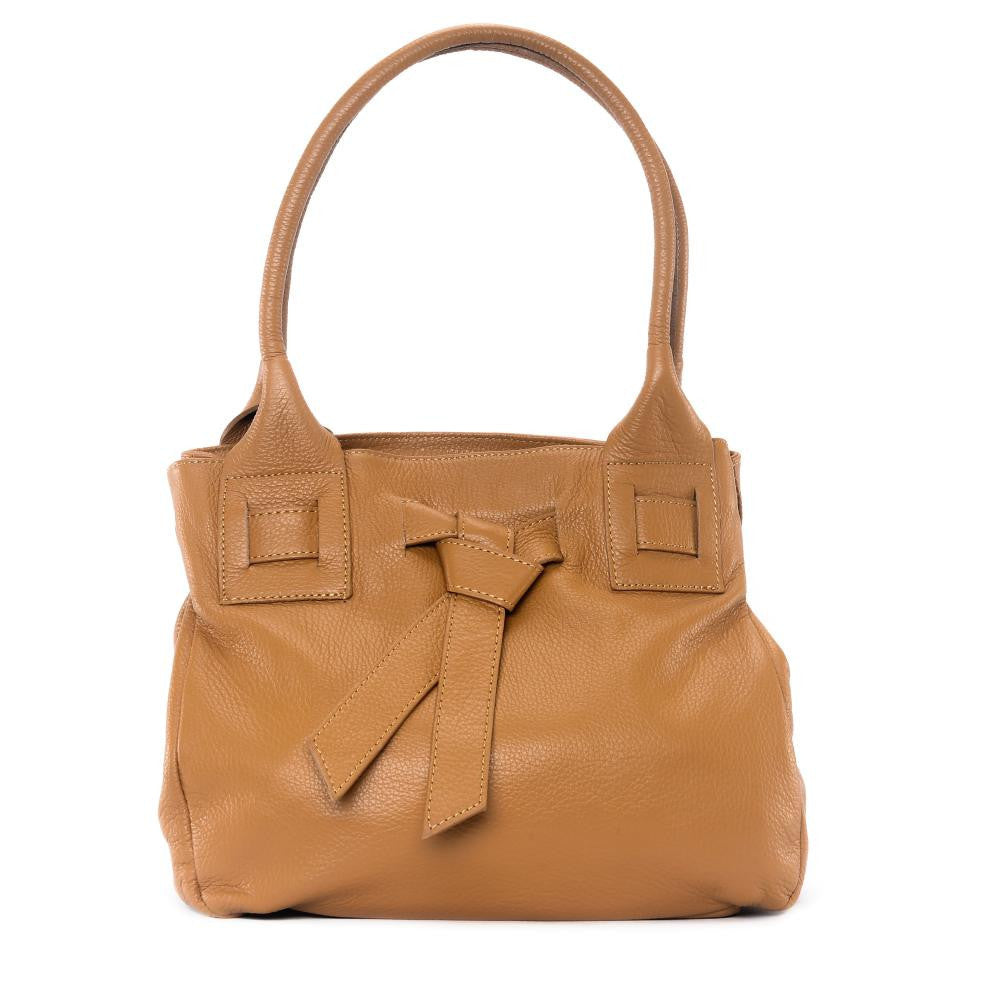Sac à main en cuir grainé NOODY Cognac