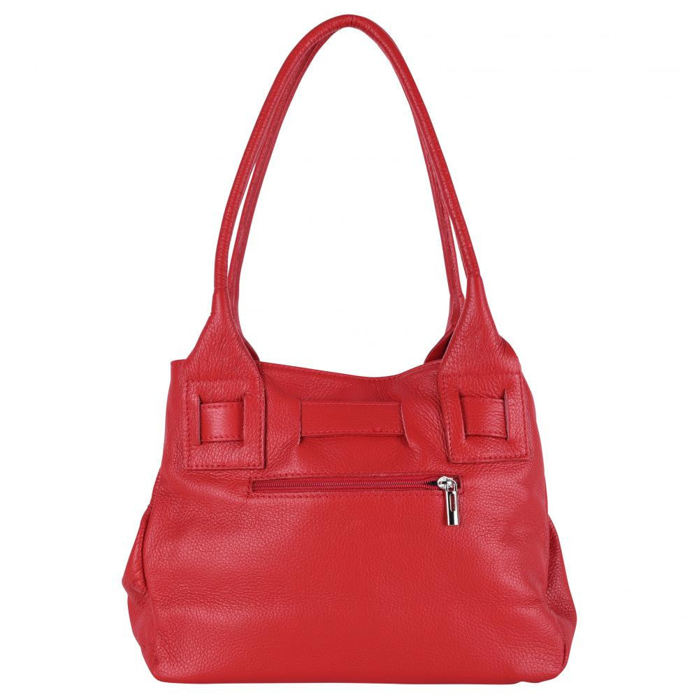 Sac à main en cuir grainé NOODY Rouge garance
