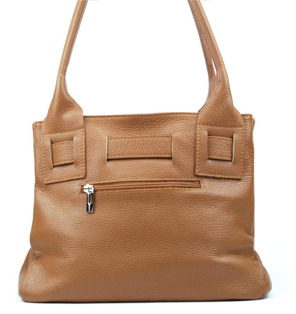 Sac à main en cuir grainé NOODY Cognac foncé