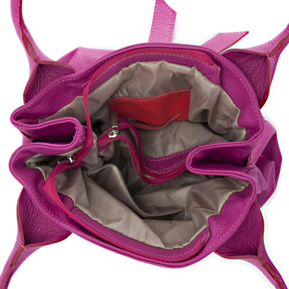 Sac à main en cuir grainé NOODY Rose fuchsia