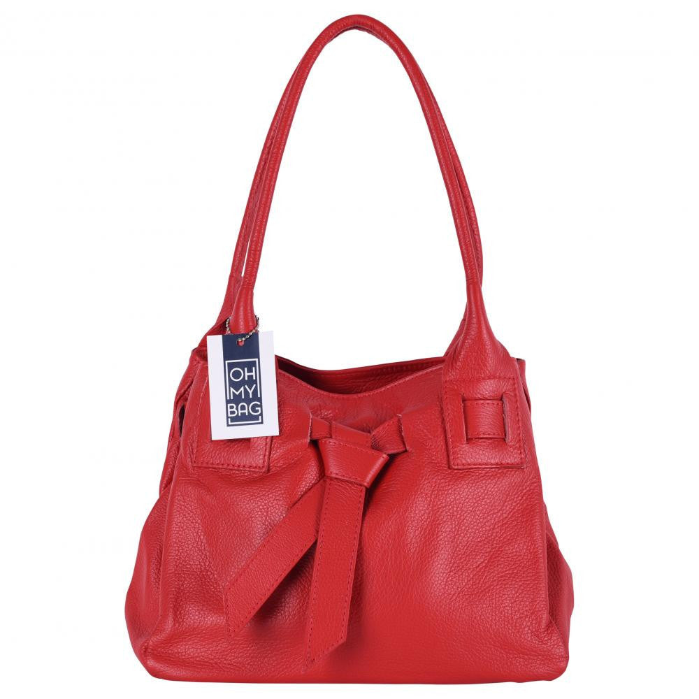 Sac à main en cuir grainé NOODY Rouge garance