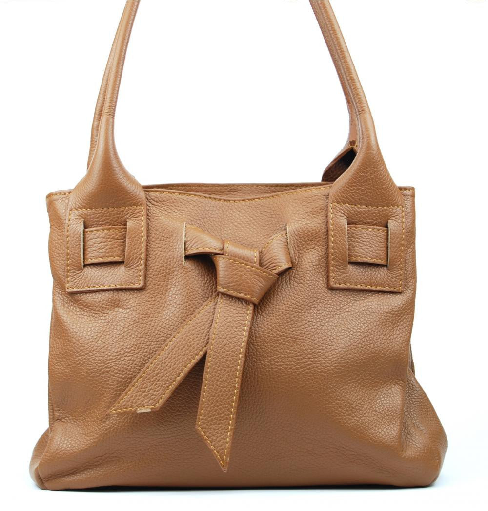 Sac à main en cuir grainé NOODY Cognac foncé