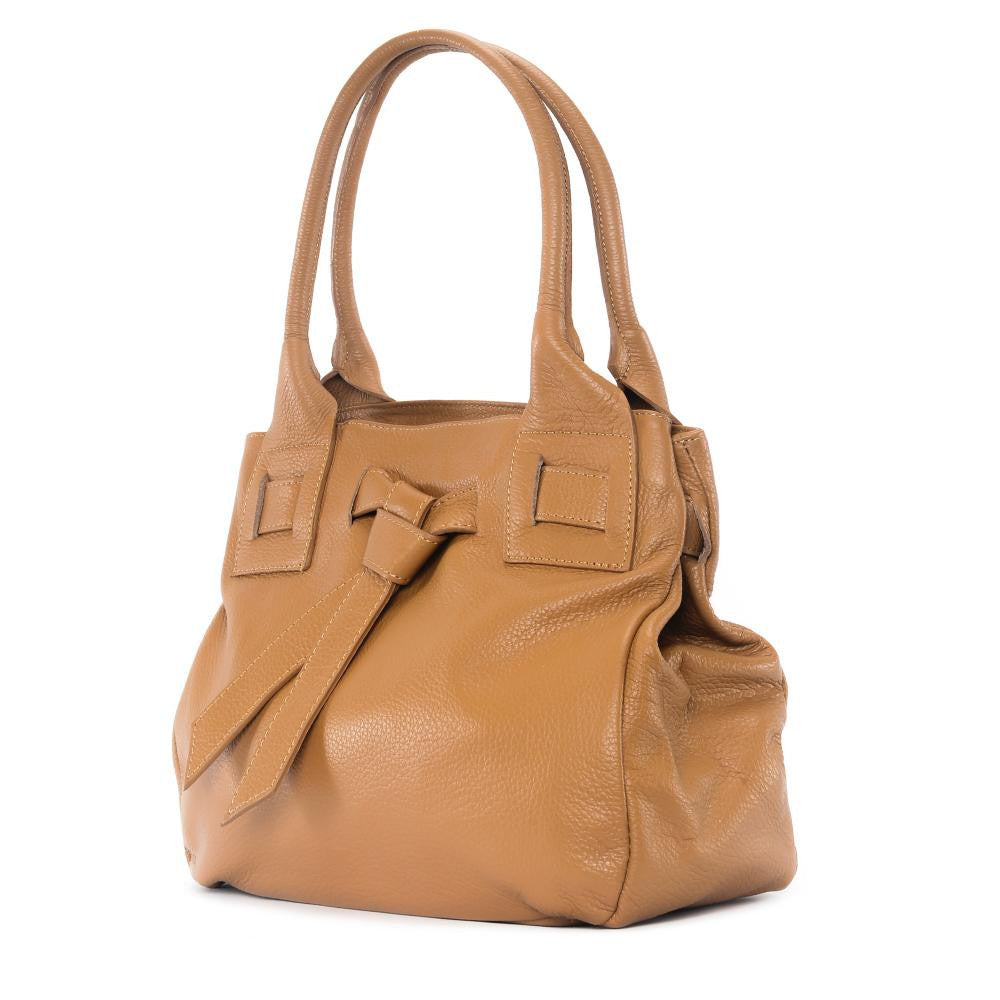 Sac à main en cuir grainé NOODY Cognac