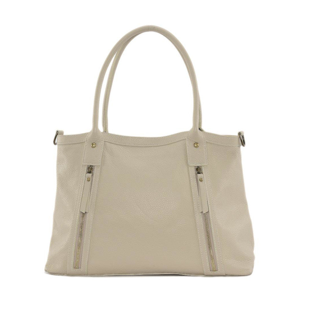 Sac à main en cuir grainé RANGOON Beige crème
