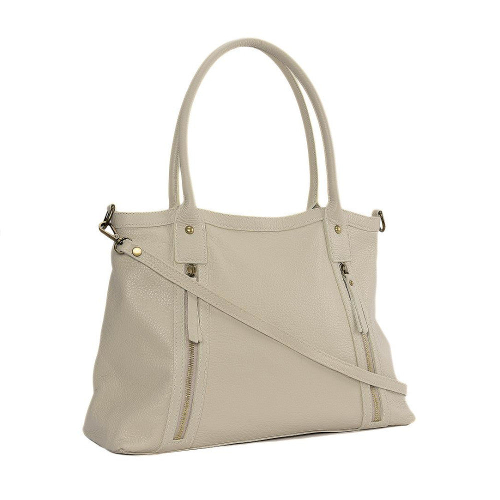 Sac à main en cuir grainé RANGOON Beige crème