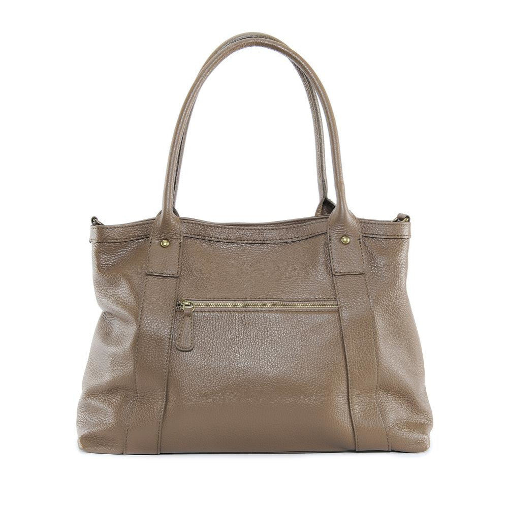 Sac à main en cuir grainé RANGOON Taupe foncé