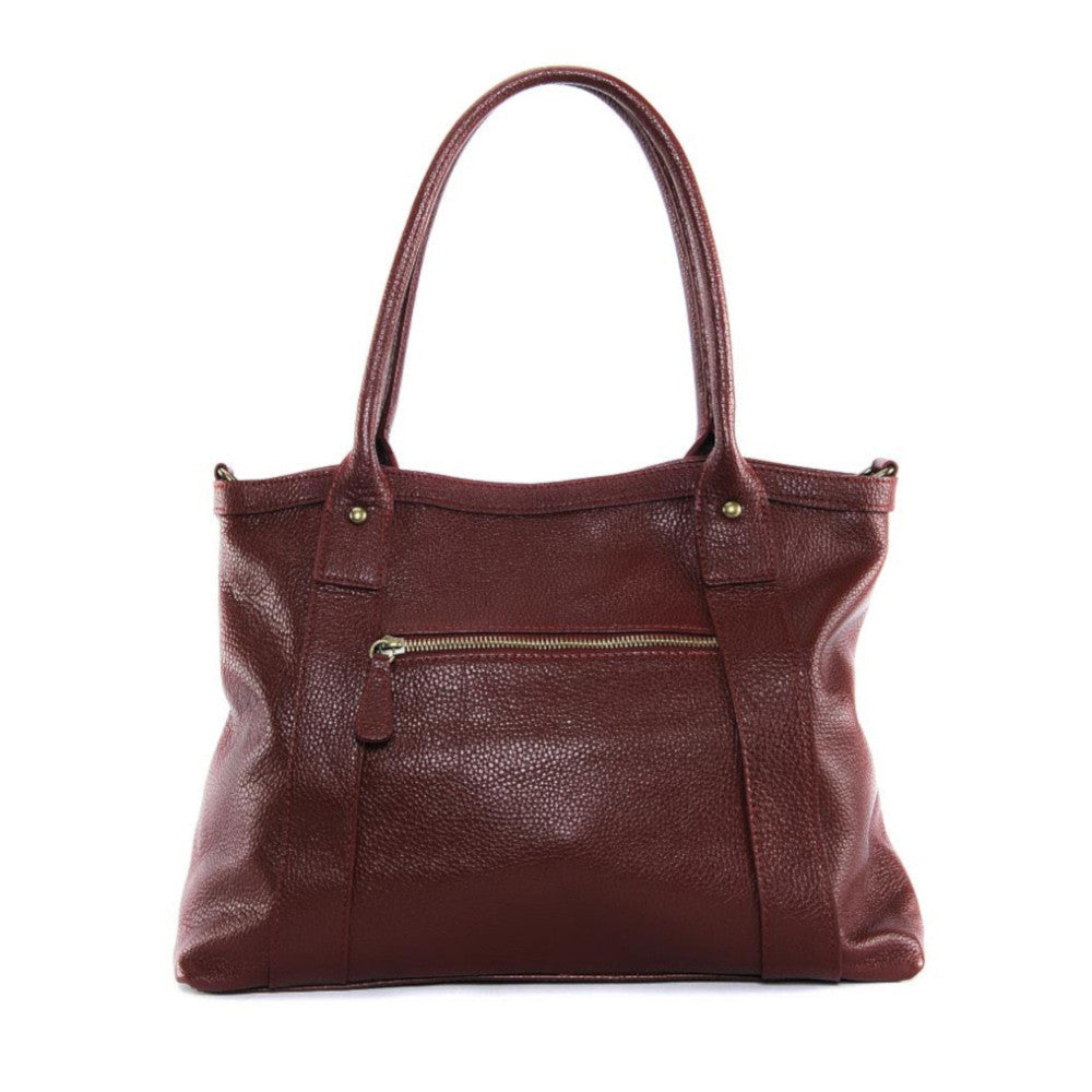 Sac à main en cuir grainé RANGOON Rouge foncé