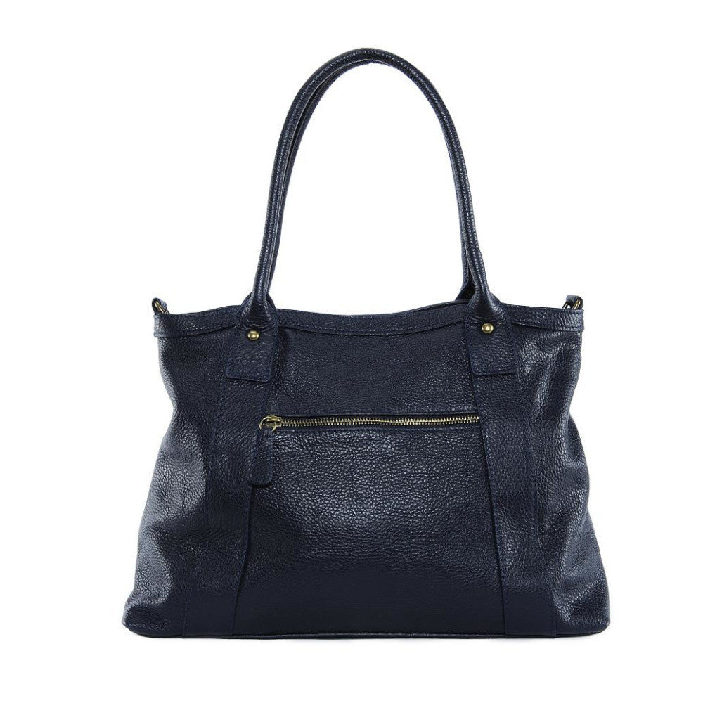 Sac à main en cuir grainé RANGOON Bleu marine