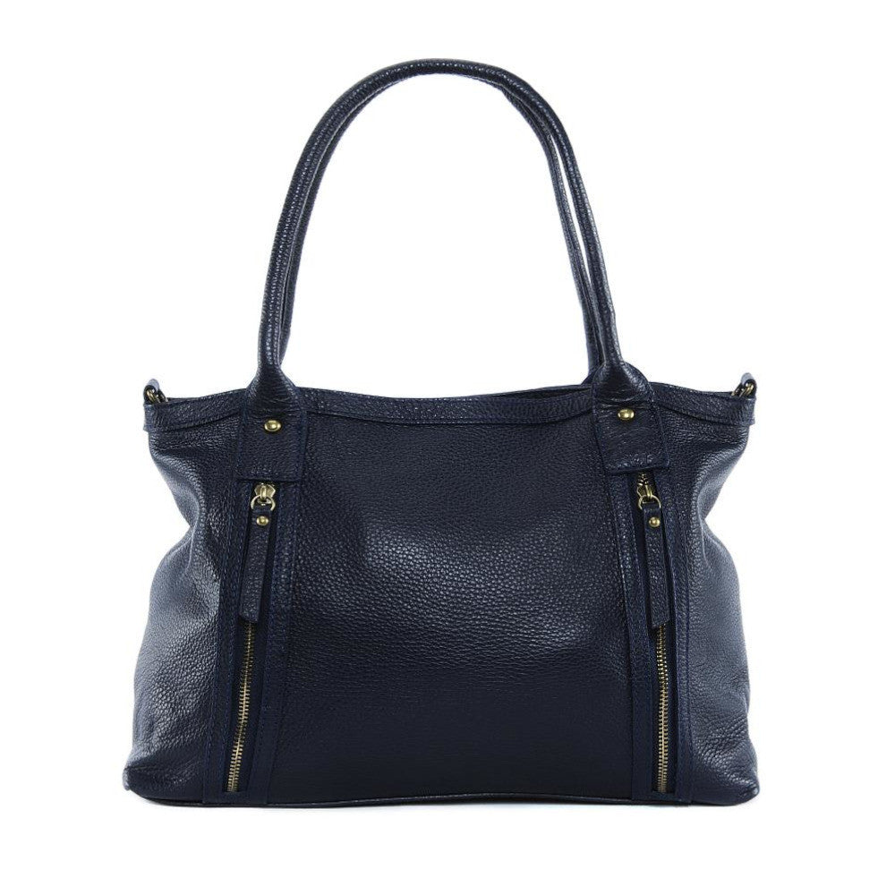 Sac à main en cuir grainé RANGOON Bleu marine