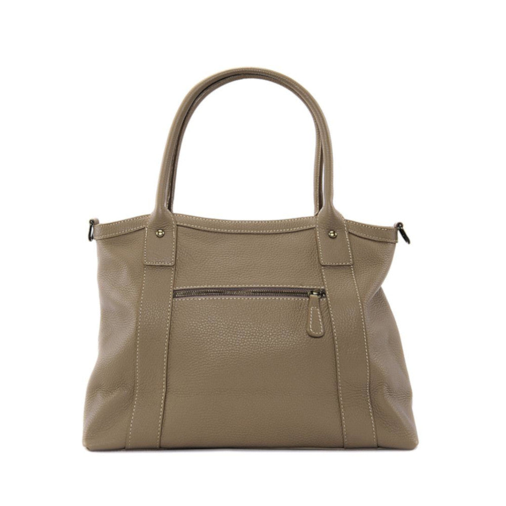 Sac à main en cuir grainé RANGOON Taupe clair