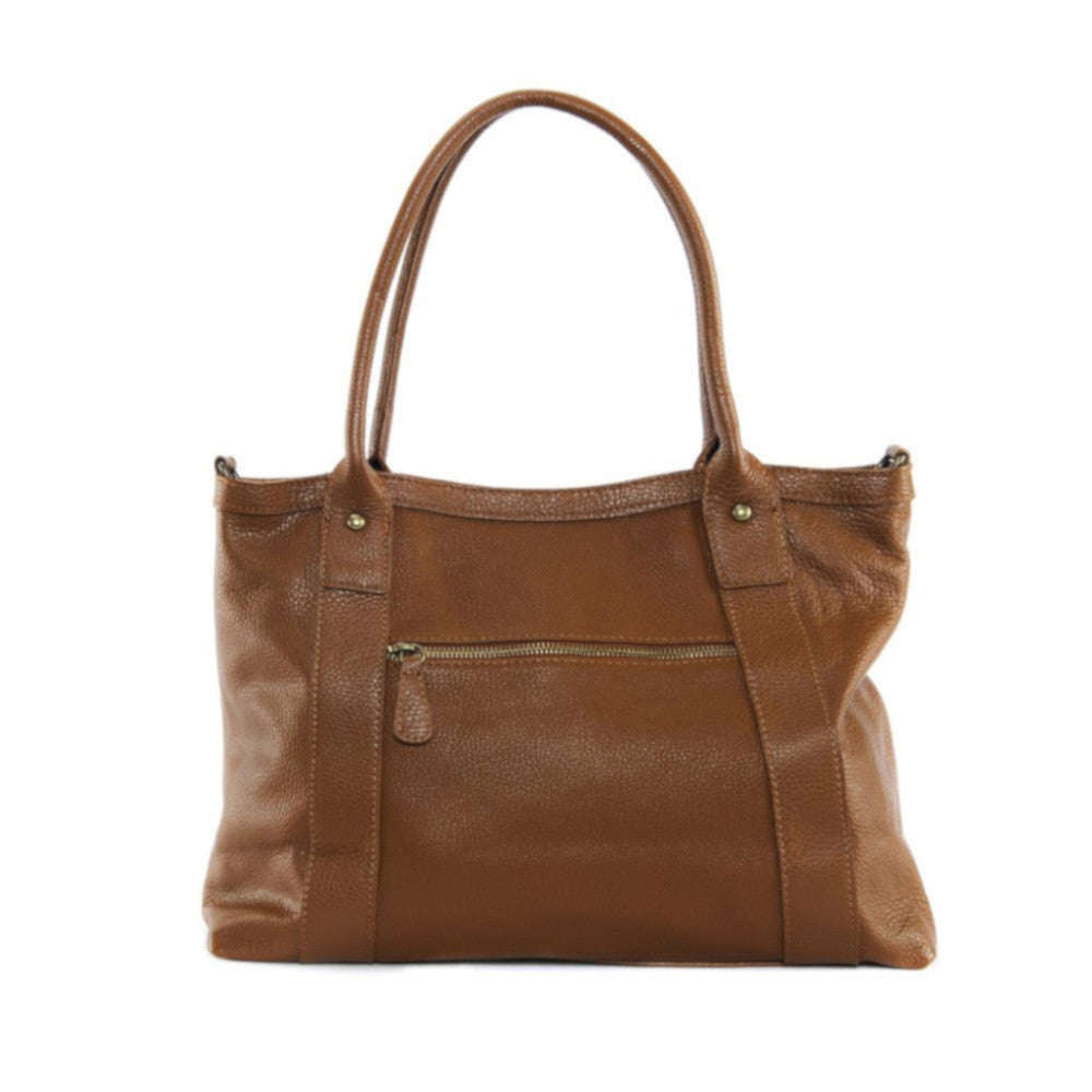 Sac à main en cuir grainé RANGOON Cognac foncé