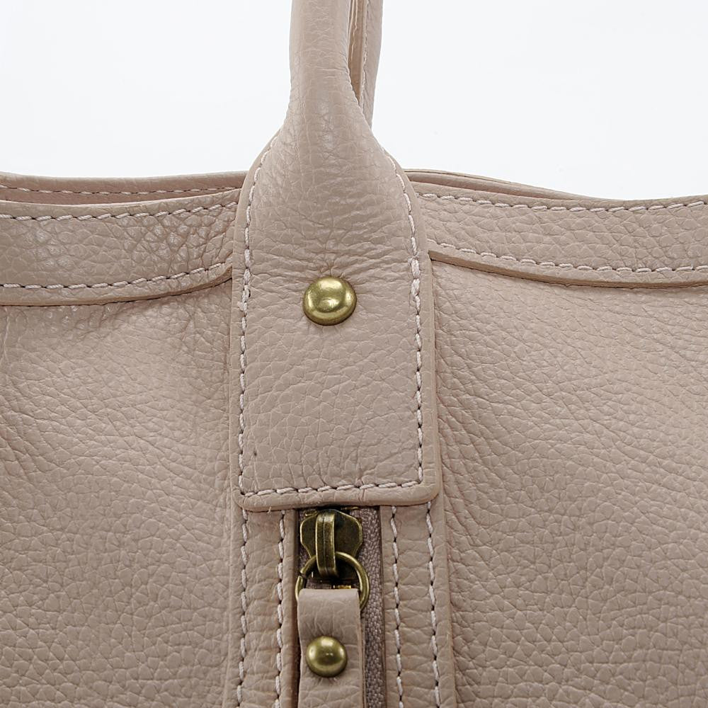 Sac à main en cuir grainé RANGOON Rose nude