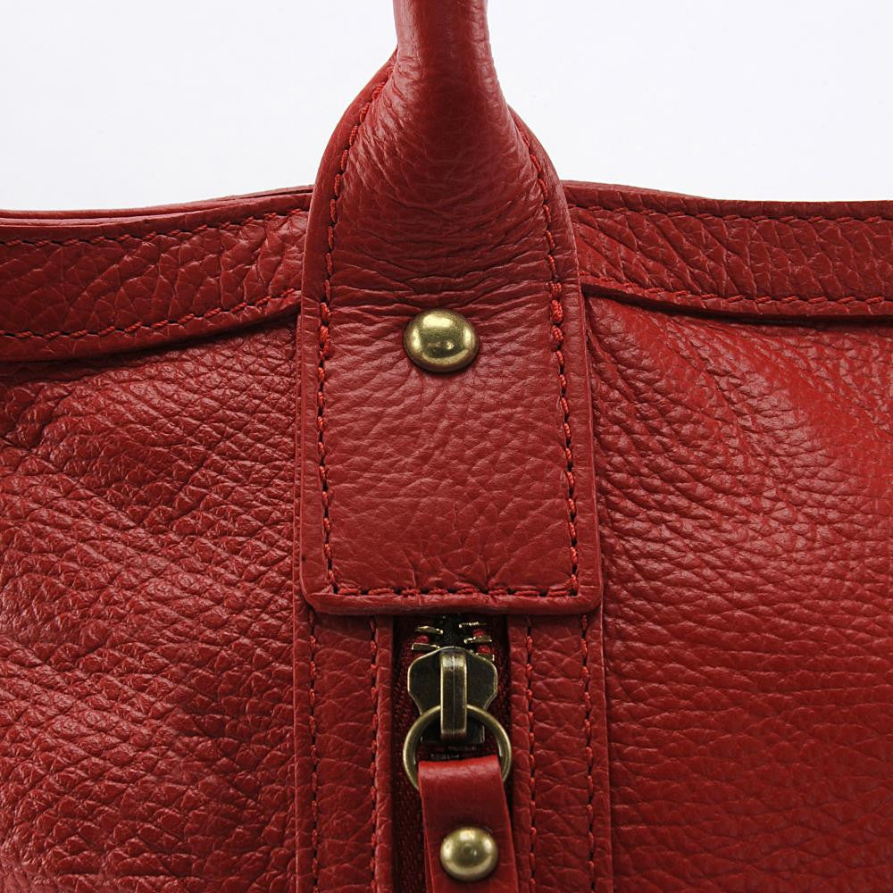 Sac à main en cuir grainé RANGOON Rouge garance