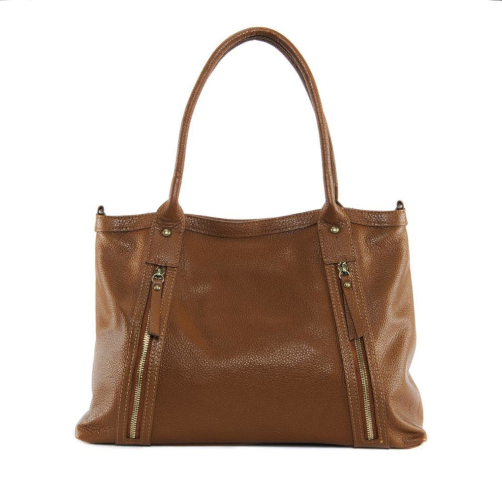 Sac à main en cuir grainé RANGOON Cognac foncé