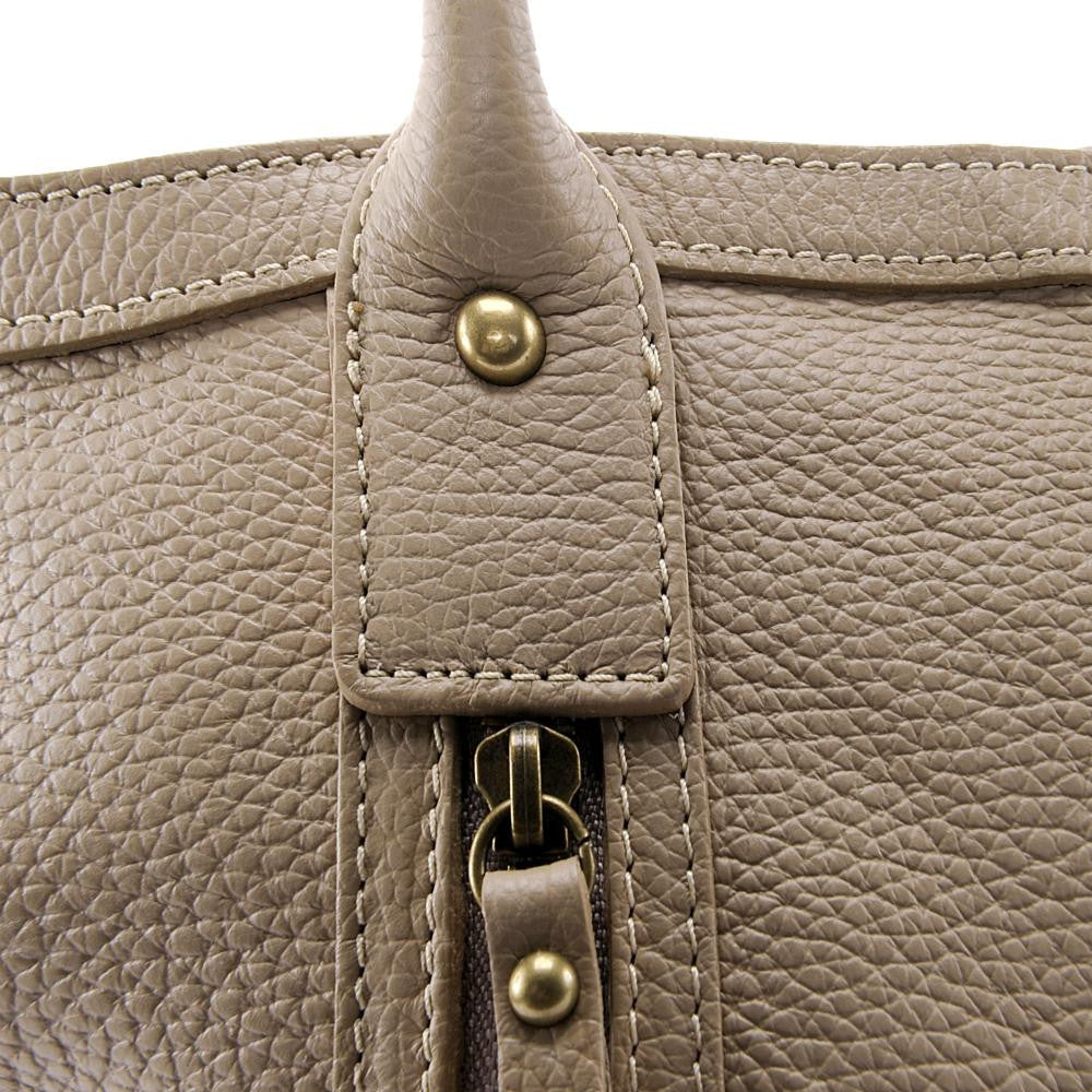 Sac à main en cuir grainé RANGOON Taupe clair