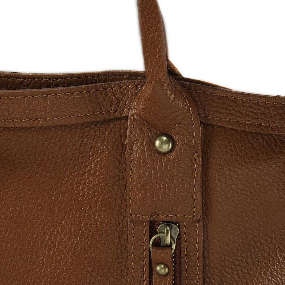 Sac à main en cuir grainé RANGOON Cognac foncé