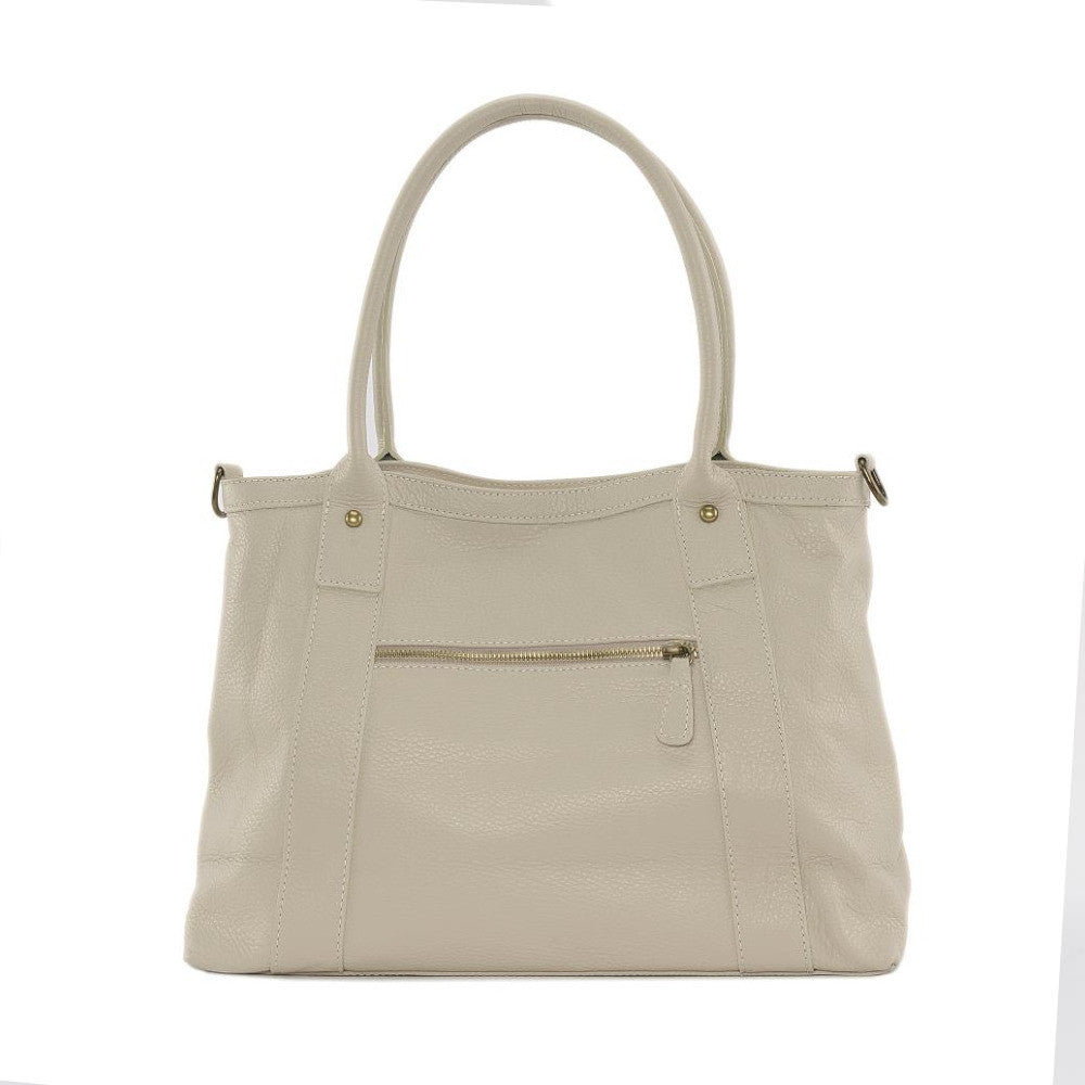 Sac à main en cuir grainé RANGOON Beige crème