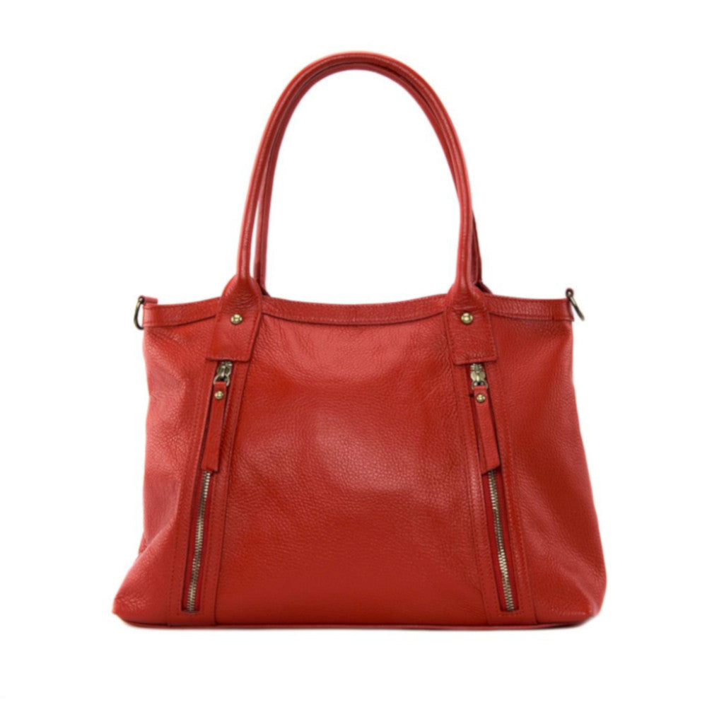 Sac à main en cuir grainé RANGOON Rouge garance