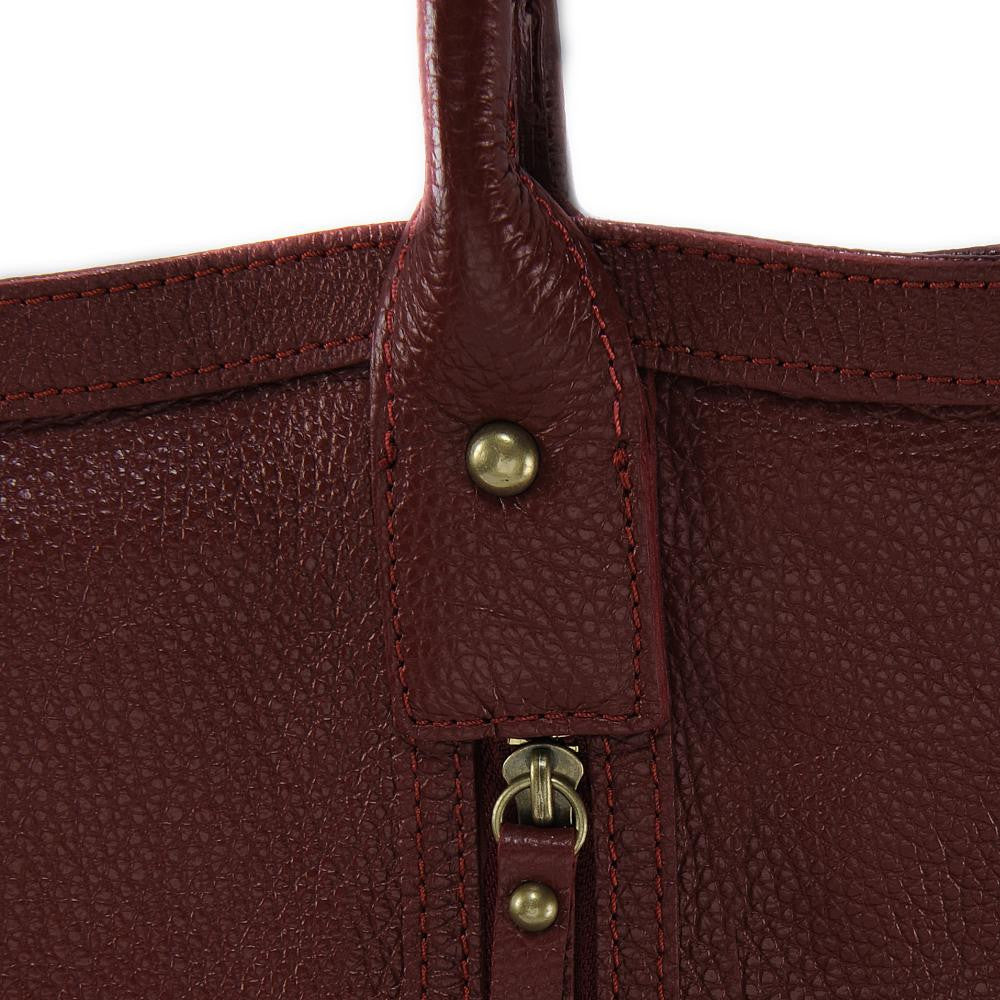 Sac à main en cuir grainé RANGOON Rouge foncé