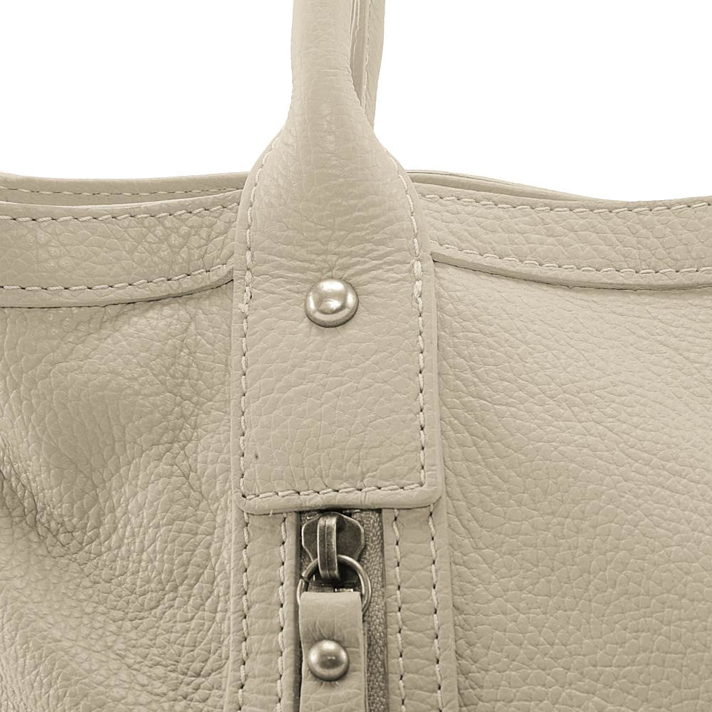 Sac à main en cuir grainé RANGOON Beige crème