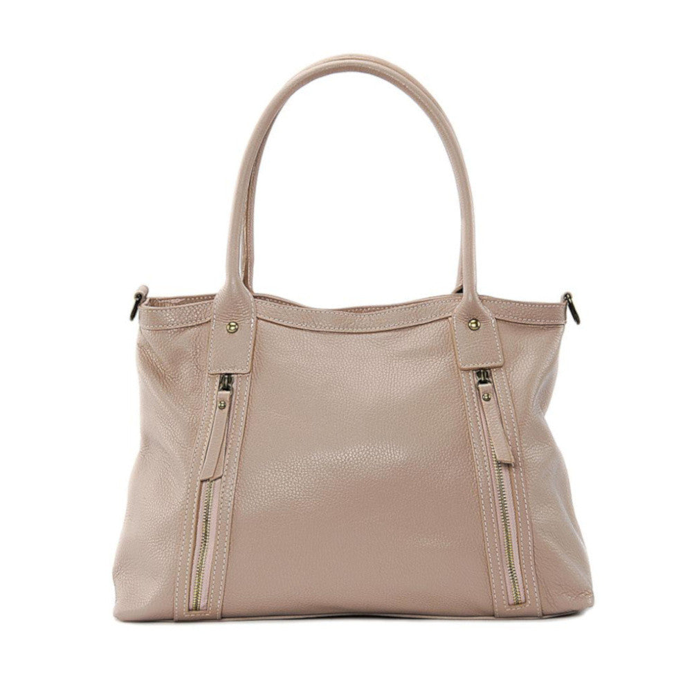 Sac à main en cuir grainé RANGOON Rose nude
