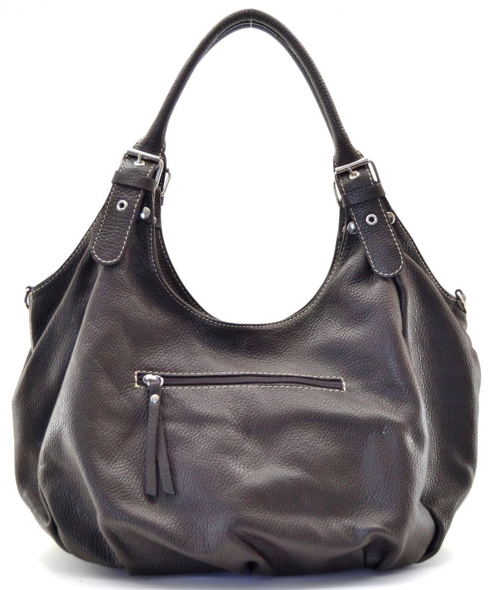 Sac à main en cuir grainé SAINT TROP Chocolat