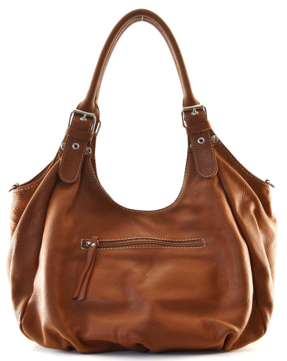 Sac à main en cuir grainé SAINT TROP Cognac foncé