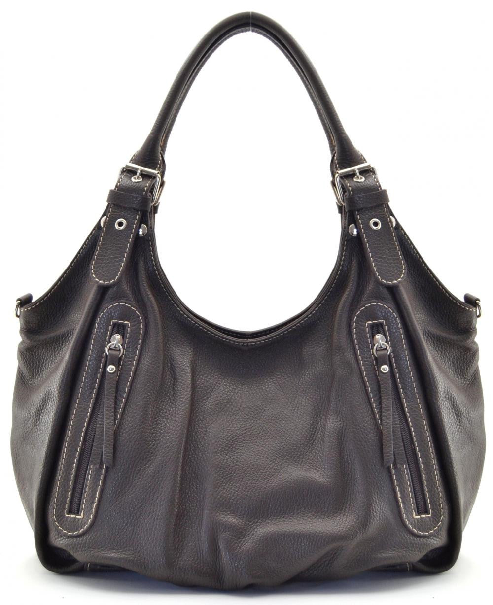 Sac à main en cuir grainé SAINT TROP Chocolat