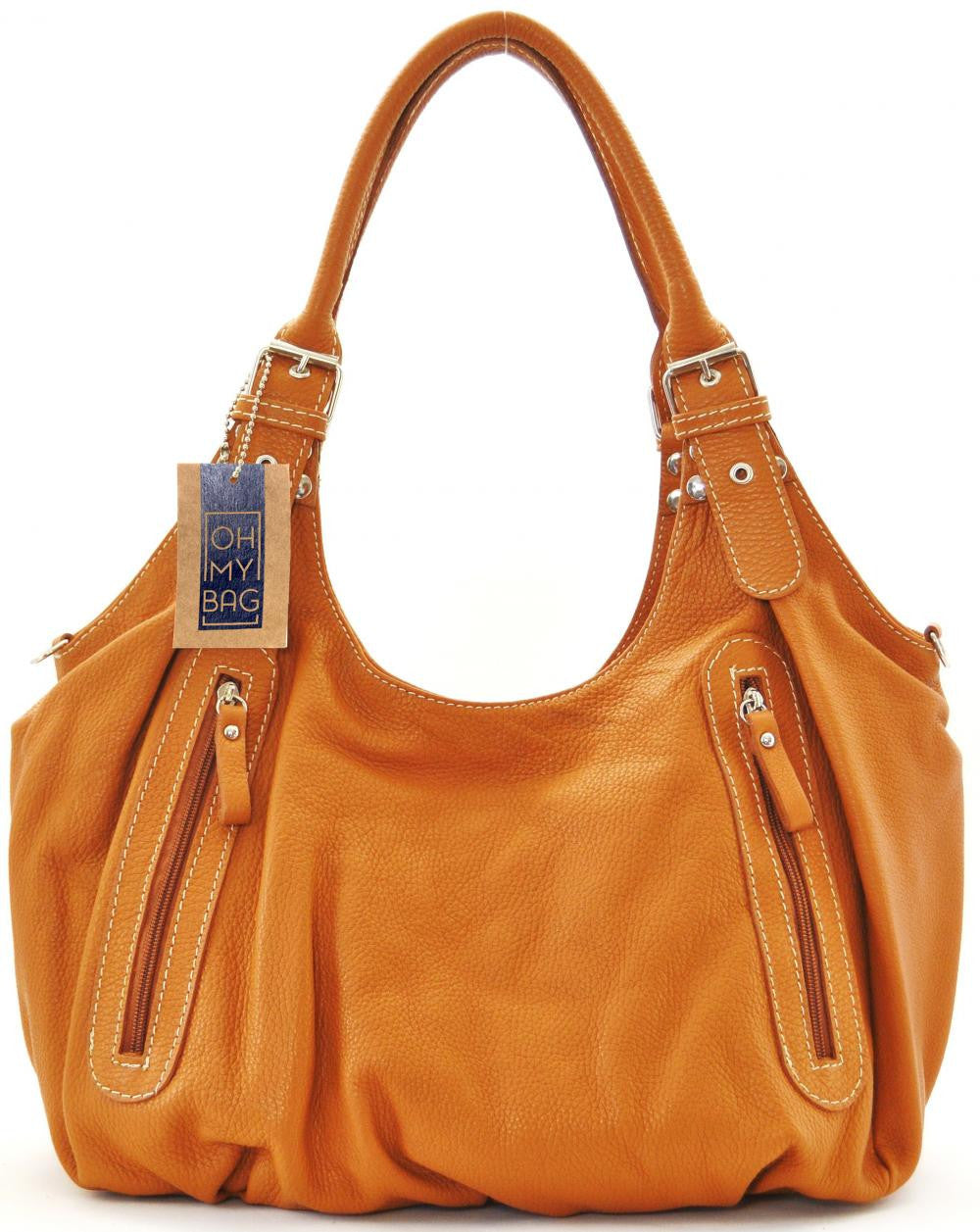 Sac à main en cuir grainé SAINT TROP Cognac
