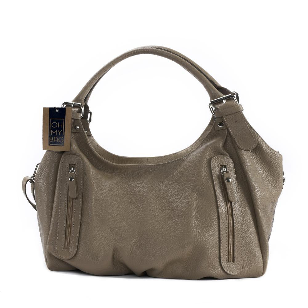 Sac à main en cuir grainé SAINT TROP Taupe