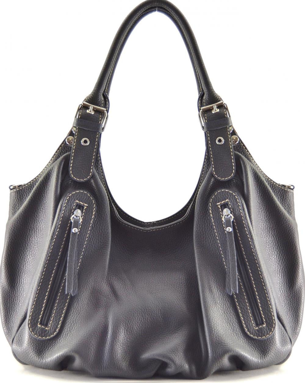 Sac à main en cuir grainé SAINT TROP Gris foncé
