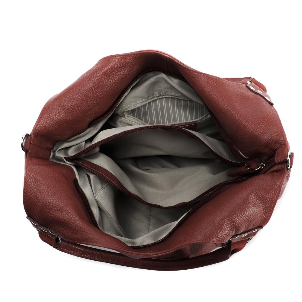Sac à main en cuir grainé SAINT TROP Rouge foncé