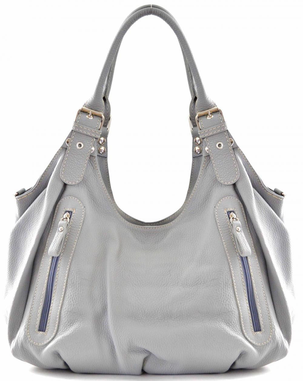 Sac à main en cuir grainé SAINT TROP Gris clair