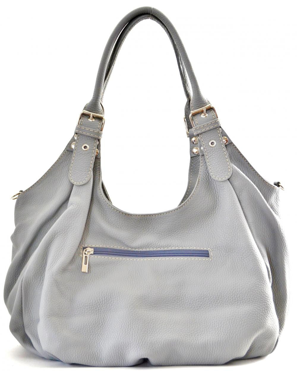Sac à main en cuir grainé SAINT TROP Gris clair