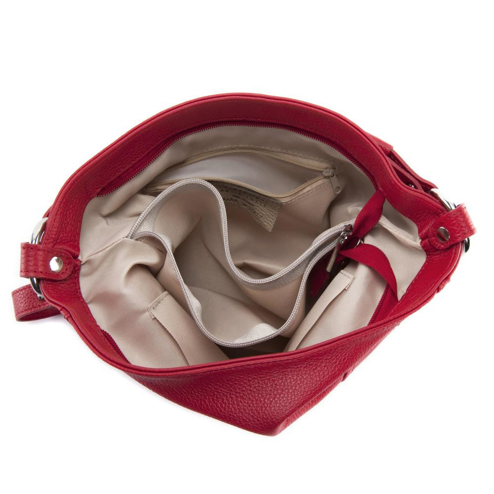 Sac à main en cuir grainé SETE Rouge garance